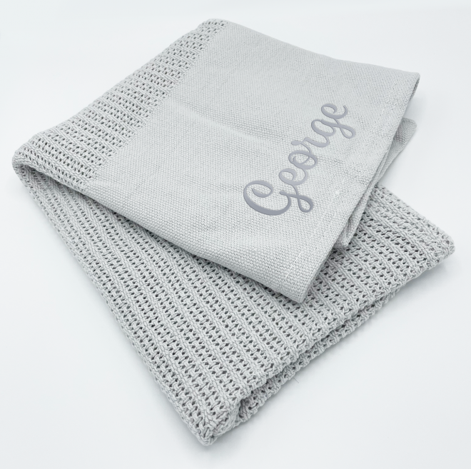 Baby Grey Heavy Knit Cellular Panel Blanket (70 x 110 CM)