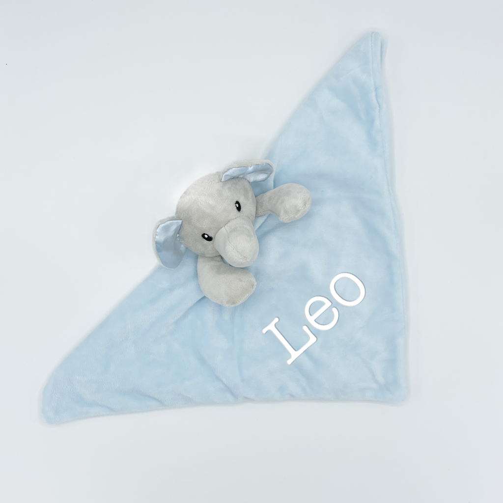 Baby Novelty Personalised Elephant Comforter- Blue