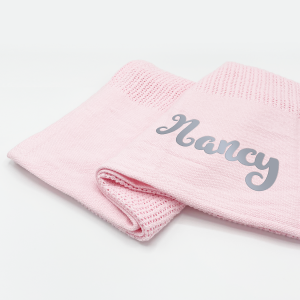 Baby Pink Heavy Knit Cellular Panel Blanket