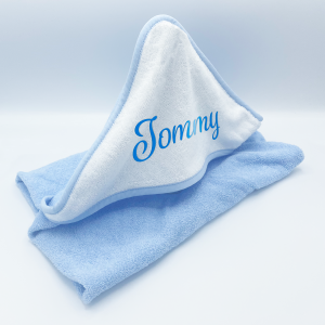 personalised Baby Plain Sky Hooded Towel Robe