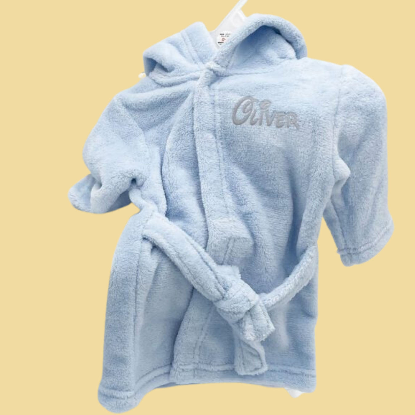 Personalised Blue Fleece Hooded Baby Boy Dressing Gown