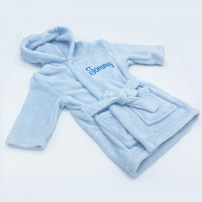 Soft Touch Blue Coral Fleece Hooded Dressing Gown