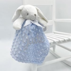 Personalised Baby Bubble Bunny Comforter Blue