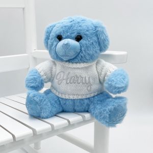 Personalised 20cm Blue Teddy Bear with Sweater