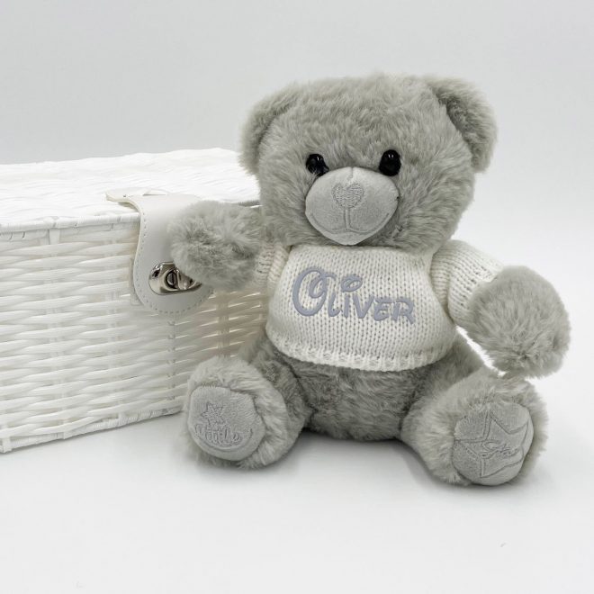 Personalised 20cm Grey Teddy Bear with Sweater