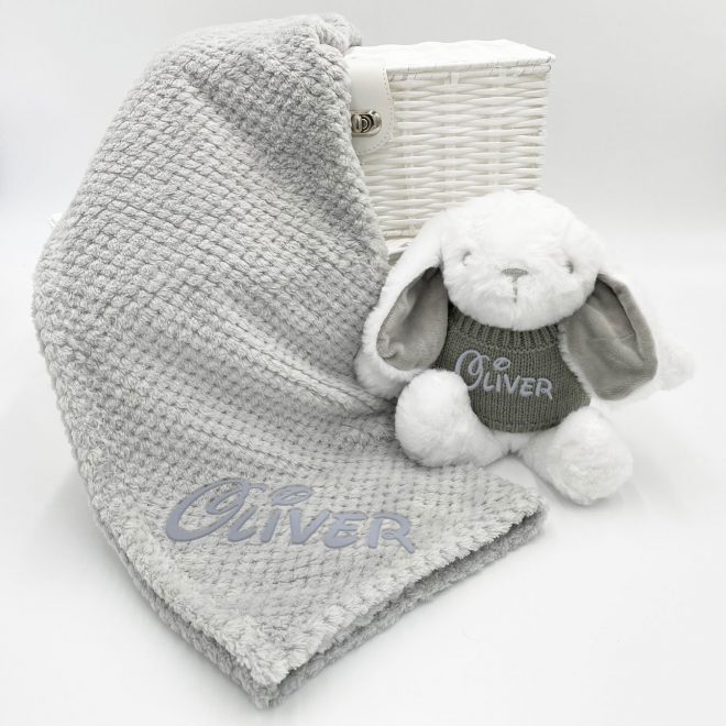 Personalised Unisex Grey Bunny Gift Set