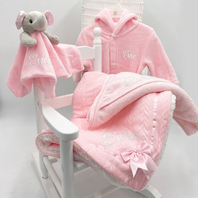Personalised Baby Girl Bundle Gift Set - Pink