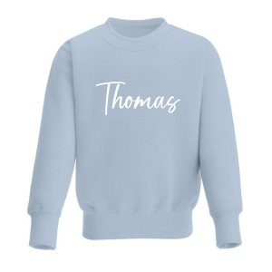 Personalised Baby Blue Boys Embroidered Sweater with Signature Font