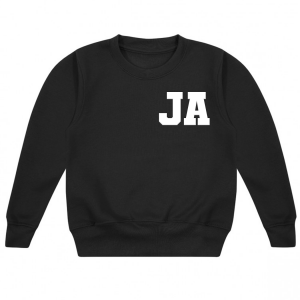 Personalised Unisex Baby Vinyl Printed Black Sweater with White Double Initial College Font