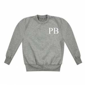 Our Personalised Unisex Baby Embroidered Grey Sweater with Name in White Serif Font