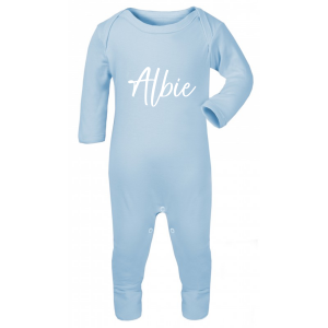 Personalised Baby Boys Baby Blue Baby Grow with Name