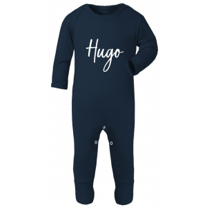 Personalised Baby Boys Navy Blue Baby Grow with Name