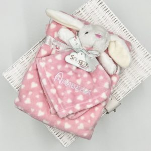 Personalised Baby Girl Pink Bunny Comforter & Blanket Set