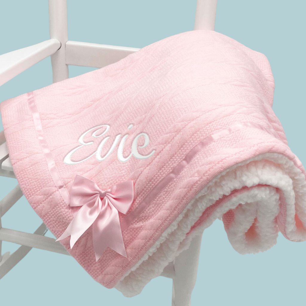 pink personalised blanket 